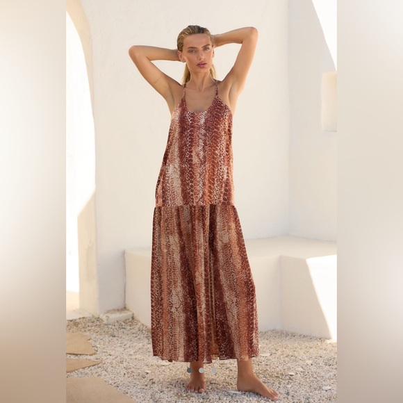 Anthropologie Dresses & Skirts - Anthropologie Sleeveless Sheer Midi Dress XL Women's Casual Printed NWT